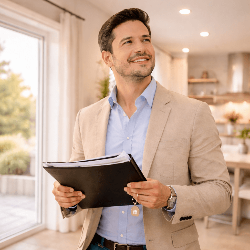 Real estate investor reviewing property documents